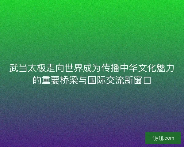 武当太极走向世界成为传播中华文化魅力的重要桥梁与国际交流新窗口